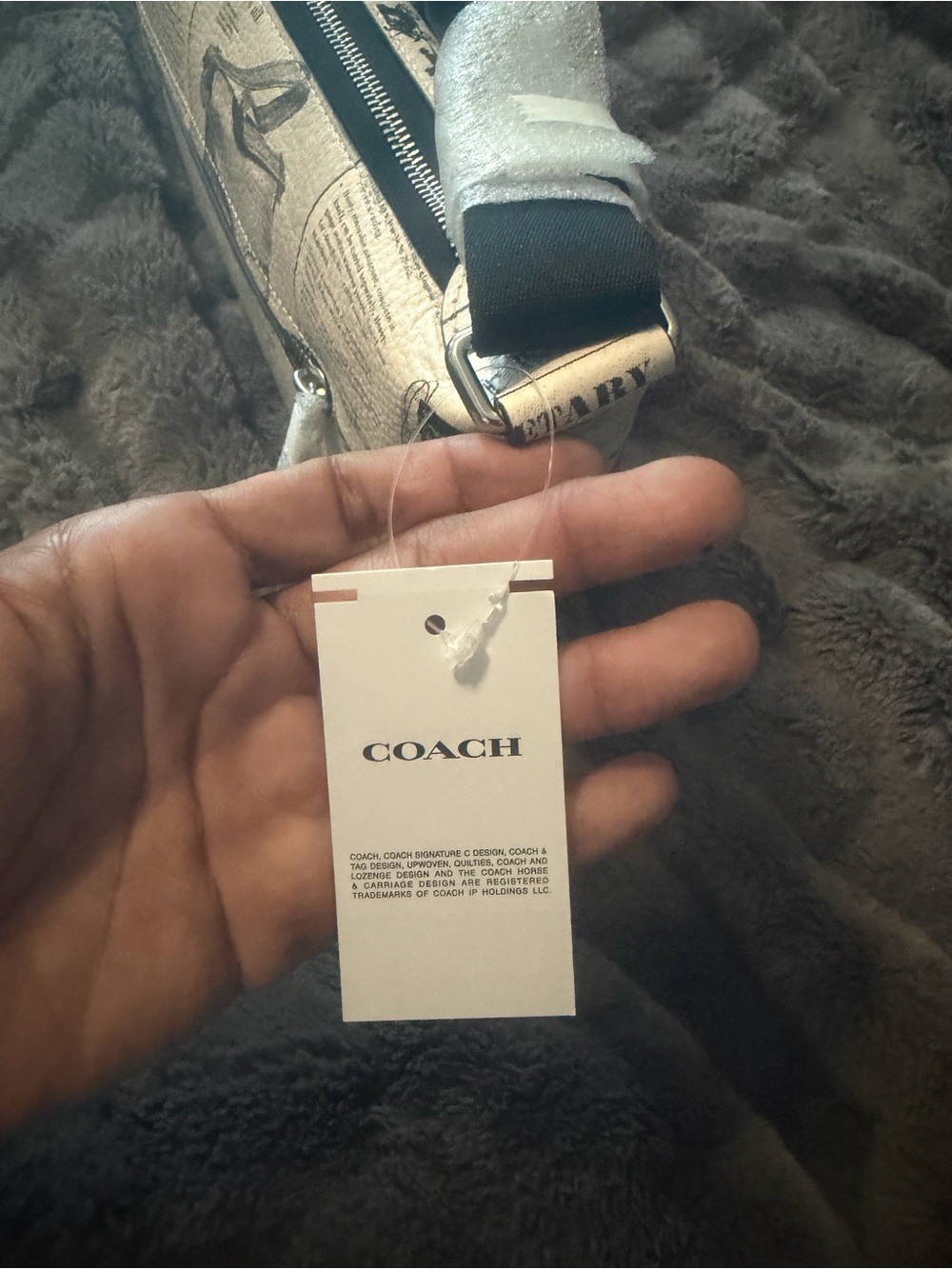 Coach Newspaper Print Crossbody in Cream and Black with Coin Pouch - Picture 6 of 9
